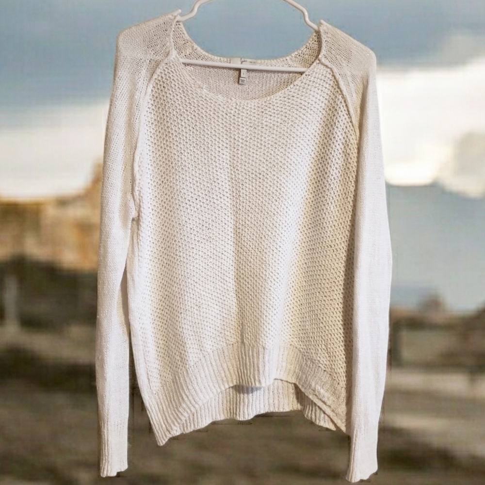 Joie Sweater Womens Ecru Linen Lagenlook Casual Minimalistic Prairie Pullover